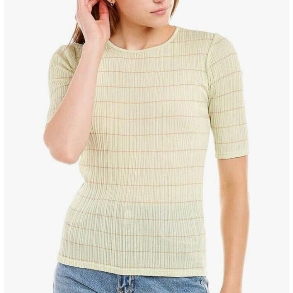 VINCE Women‎ Variegated Pullover Stripped Shirt Sz 3X Green Casual Everyday 70-1
